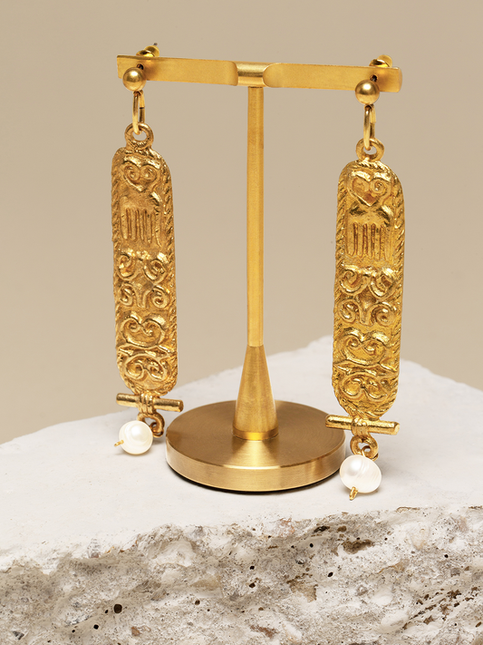 Cartouche Adinkra Earrings Women Custom Design Gold African Jewellery