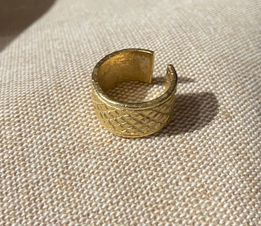 Akan Chief Gold Plated Ring African Custom Design Statement Jewellery