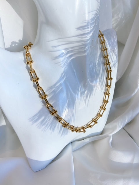 Barrel Gold Plated Chain Necklace Custom Design Jewellery