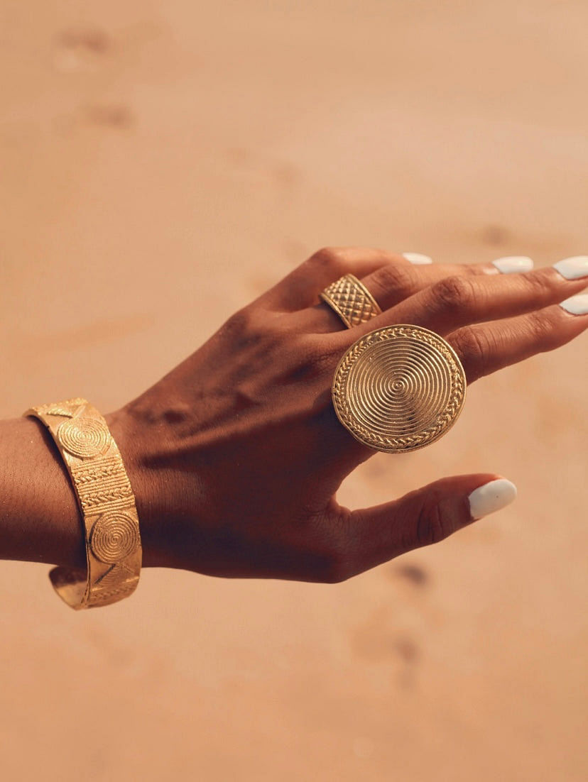 Akan Disk Ring Women's African Custom Design Statement Jewellery