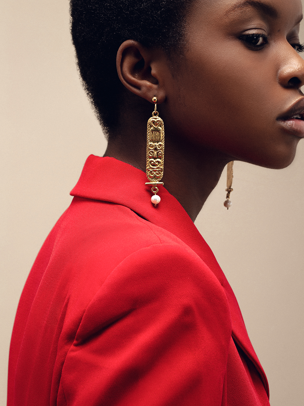 Cartouche Adinkra Earrings Women Custom Design Gold African Jewellery 