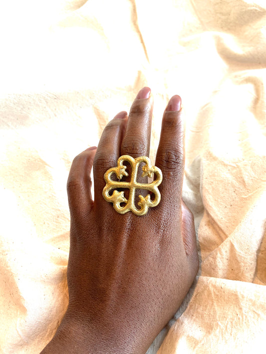 Nyame Dua Maxi Ring Women's West African Custom Design Ethnic Jewellery