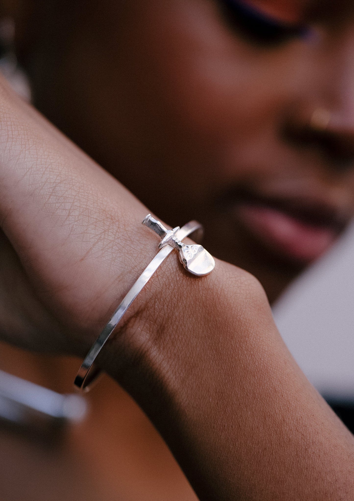 Akwaaba doll cuff in silver